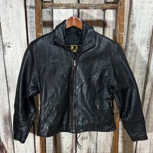 Women’s Black Leather  Motorcycle Jacket